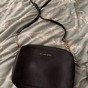 Michael Kors Black Crossbody Bag with Gold Accents